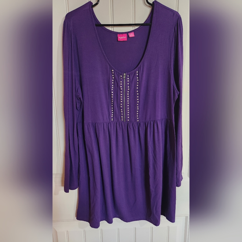 Together Deep Purple Tunic with Silver Accents